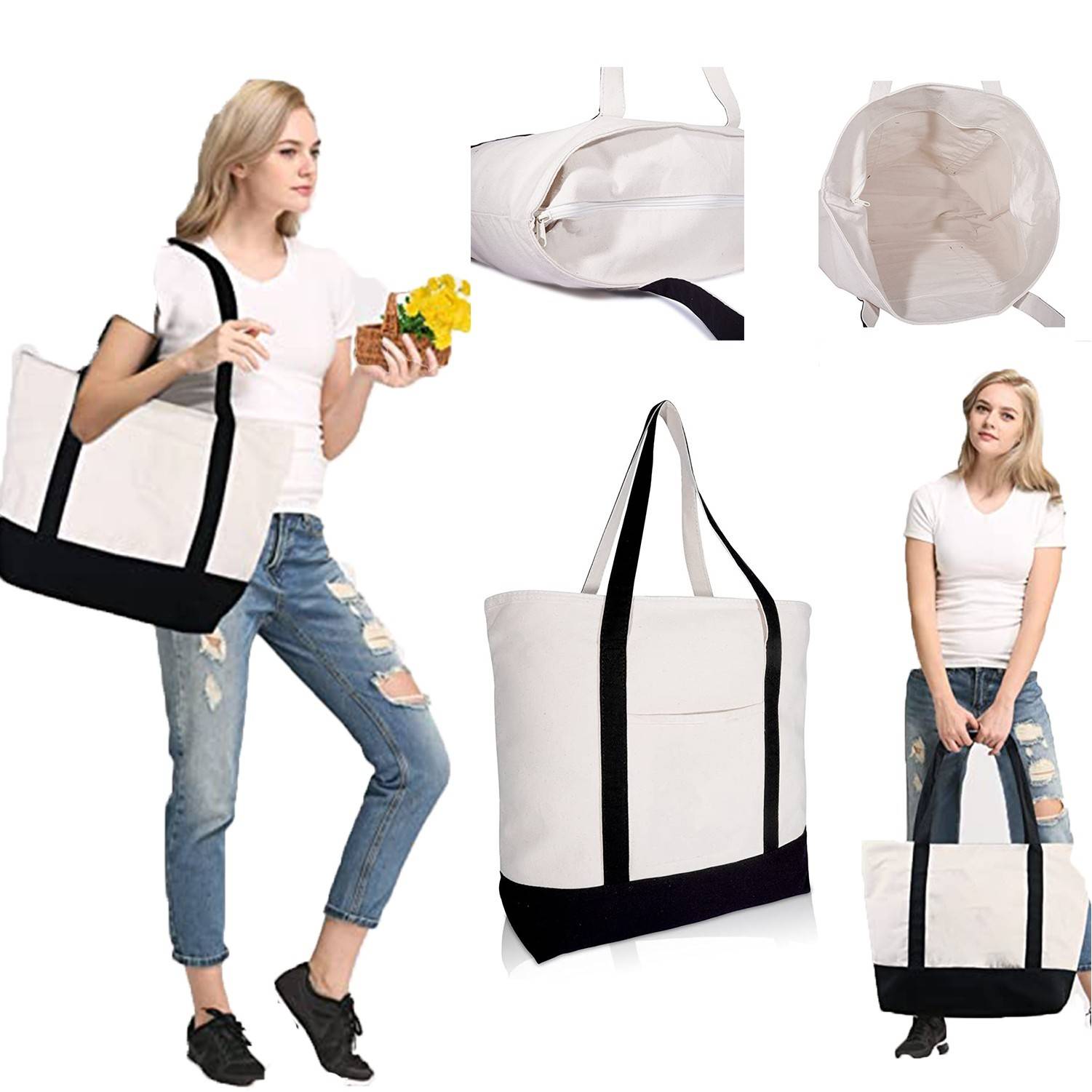 Cotton Canvas Shopping Tote Bag, custom tote bag with logo imprint 1