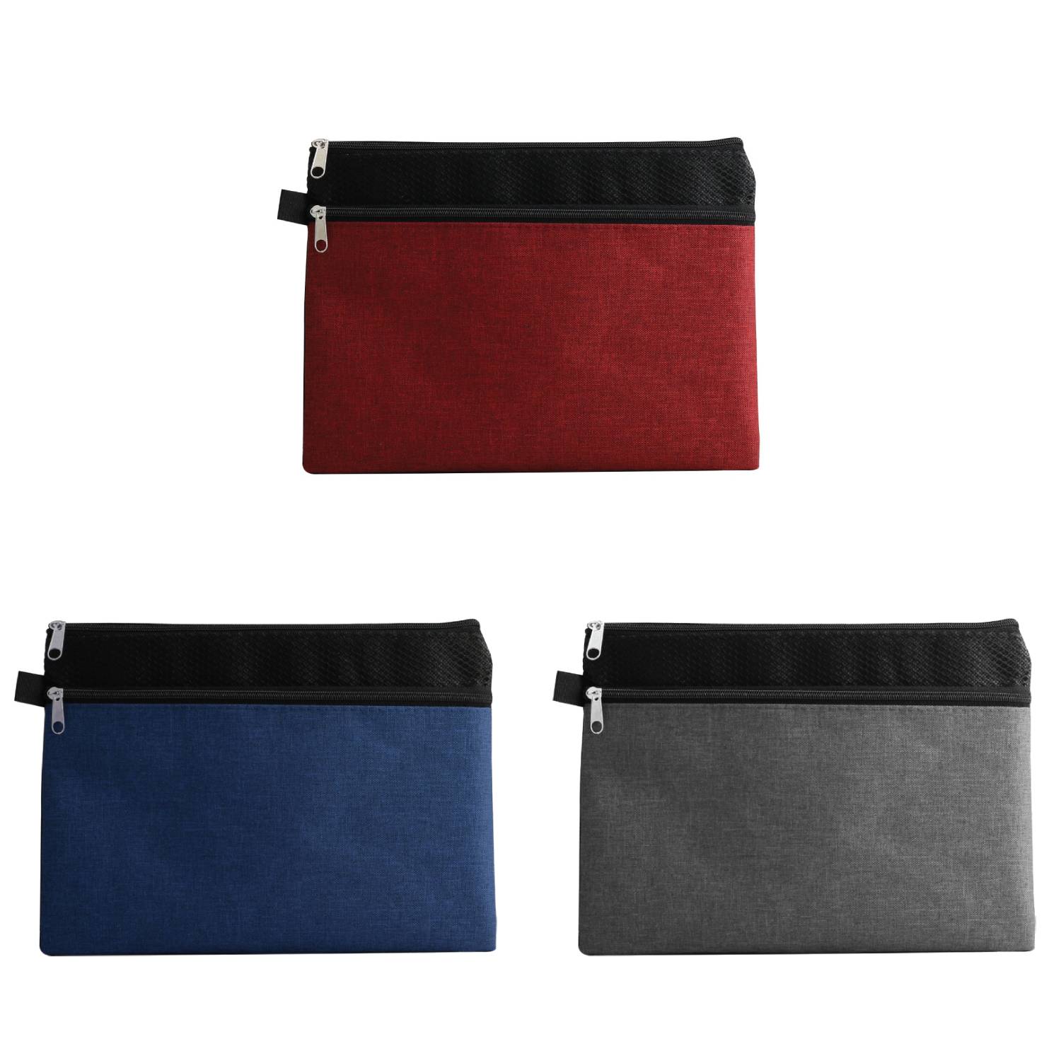Dual Zipper Compartment Pen Loop Pouch 3