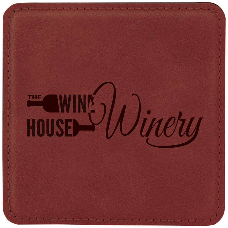 Leather Square Coaster, 4 x 4 x 5/32" 10