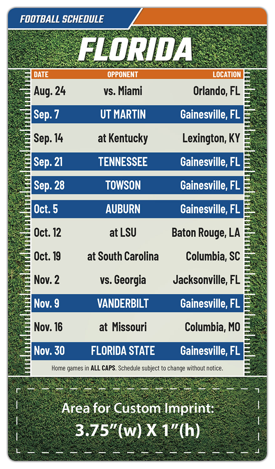 Magnet Sport Schedules - 4x7 Football Round Corners - 25 mil.