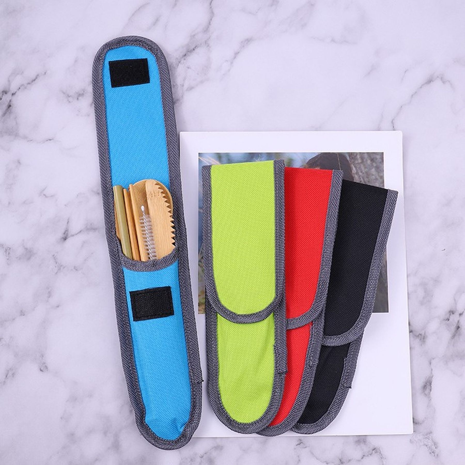 Travel Bamboo Cutlery Set Organic Utensils With Case 16