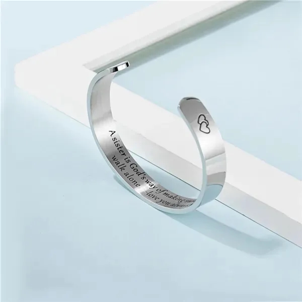 Engraved Titanium Bracelet Flat C-Shaped Design 5