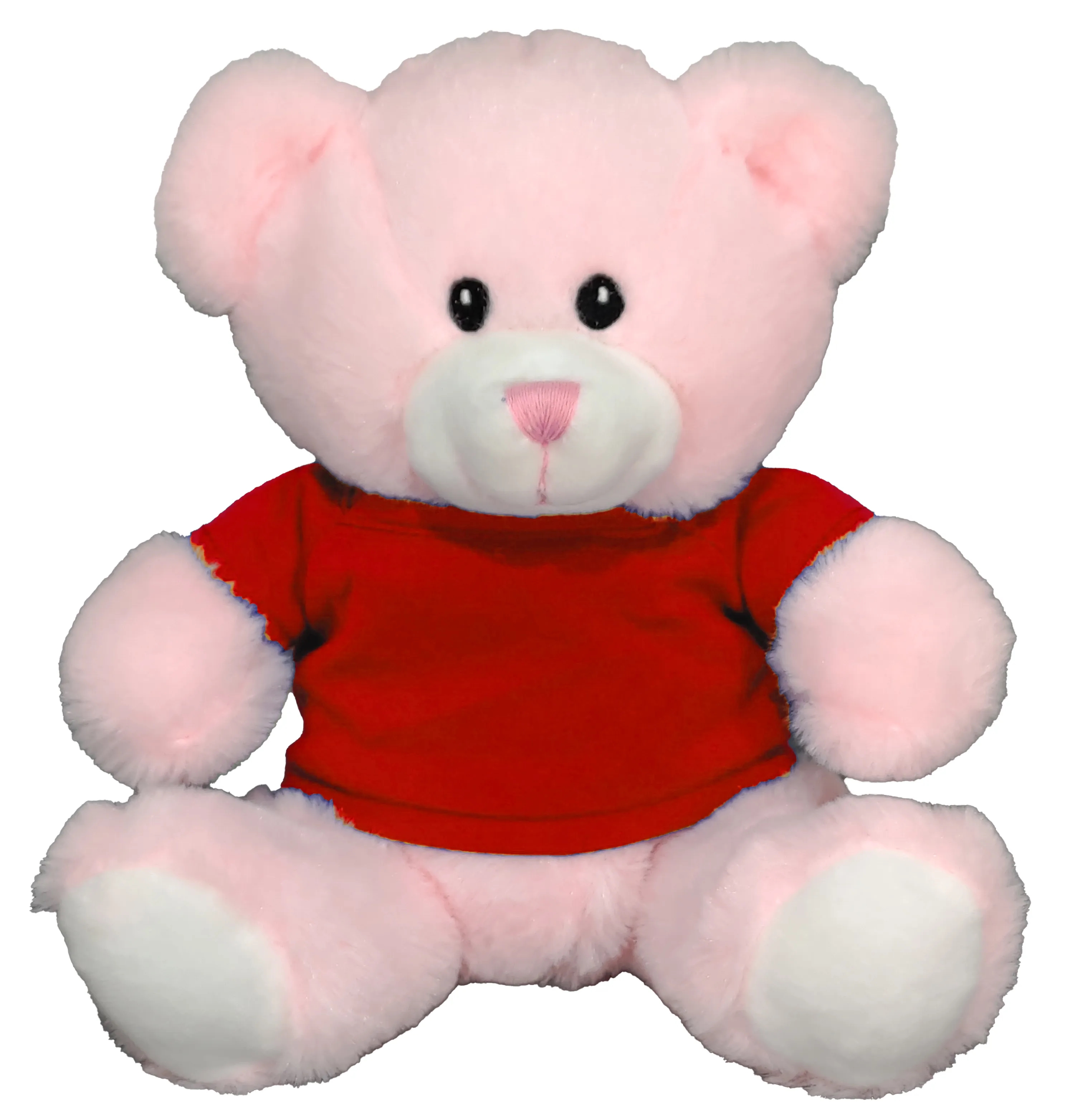 8" Embroidered Eyes Pink Bear 3