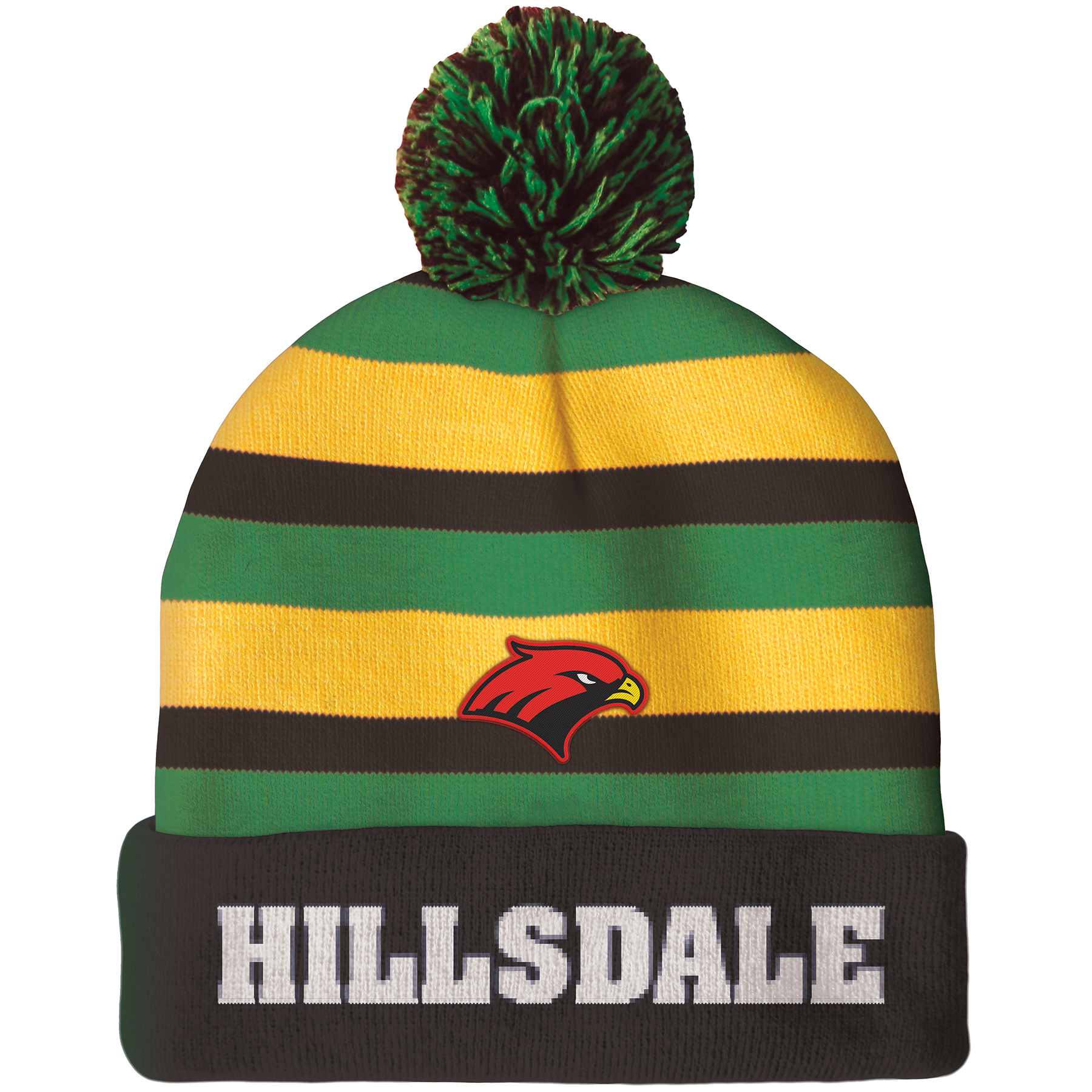 Knit Beanie with Pom and Cuff (Woven Logo) 12
