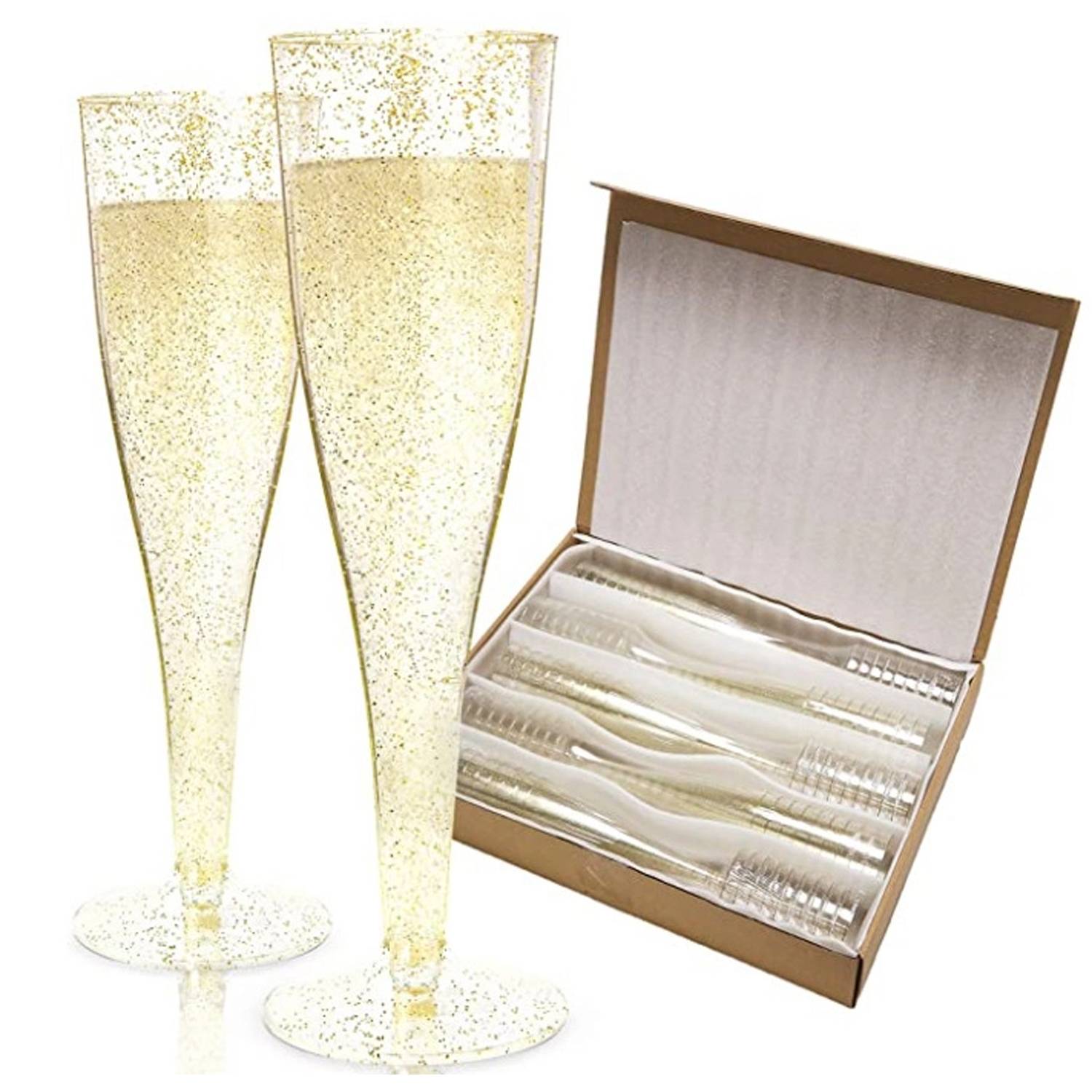 4.5oz Glitter Disposable Champagne Flutes 5