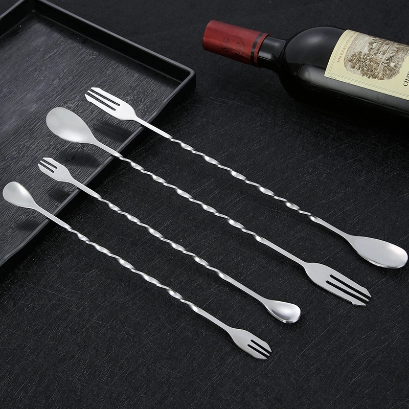 Bar Mixing Spoon 10" Stainless Steel for Bubble Tea Drinks 3