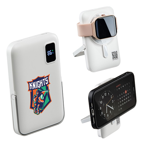 Regal 10000mAh 20W PD Power Bank w/15W Magnetic Wireless Charger, Watch Charger & Phone Stand 30