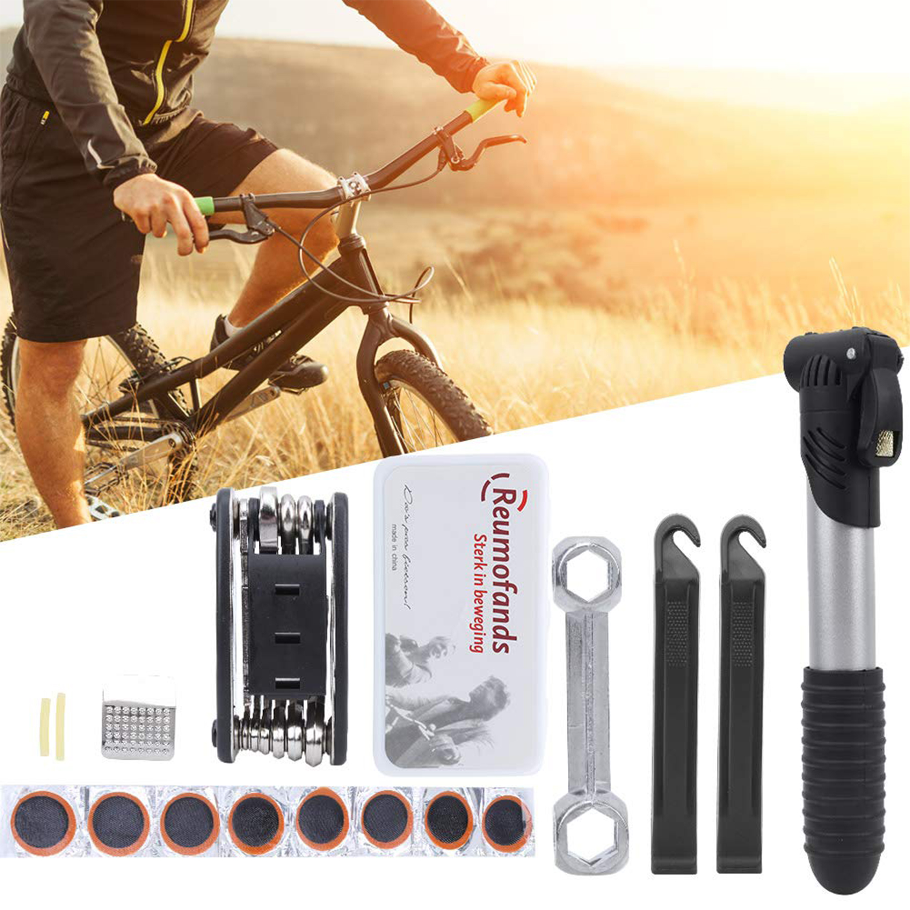 Repair Kit Set With Pump Bag for Bike Bicycle 2