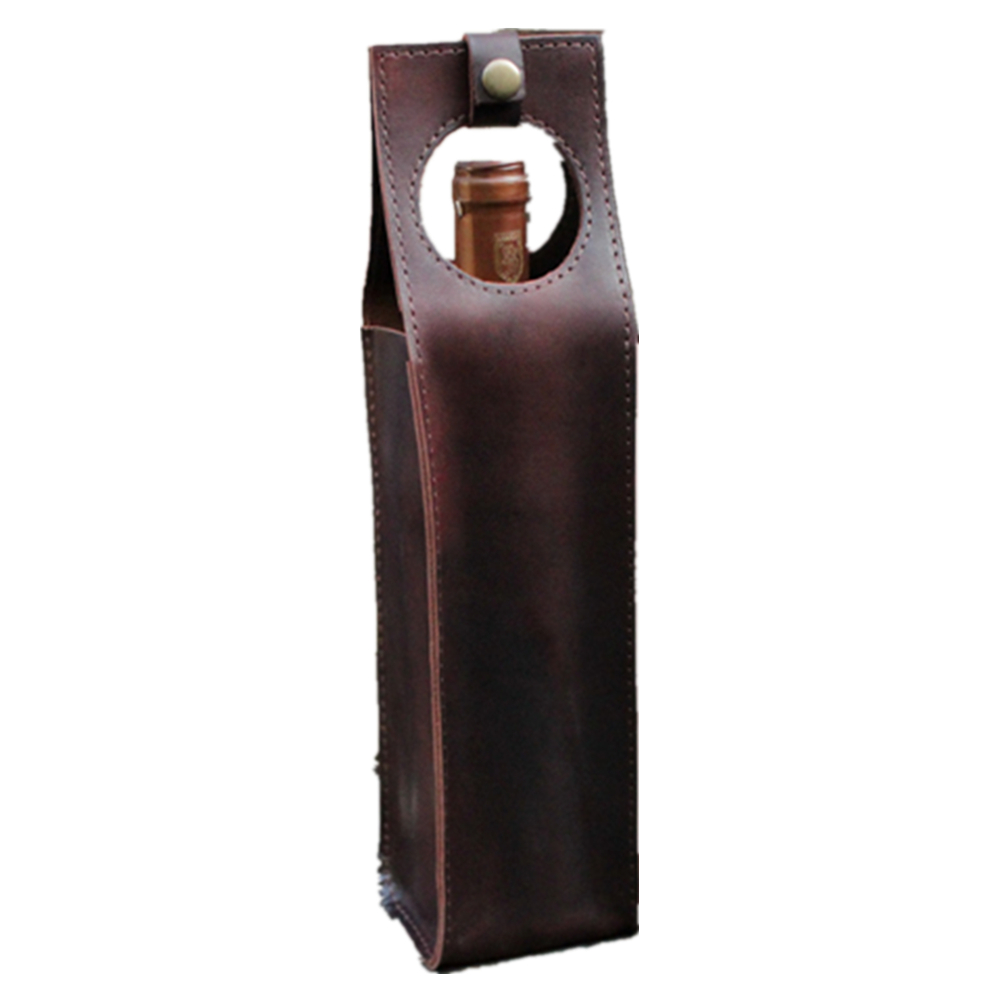 Rectangle Leather Wine Holder With Handle 8