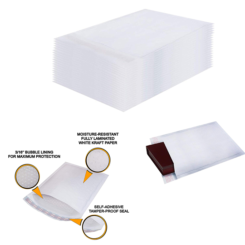 White Kraft Bubble Mailer Waterproof Envelope Bag 1