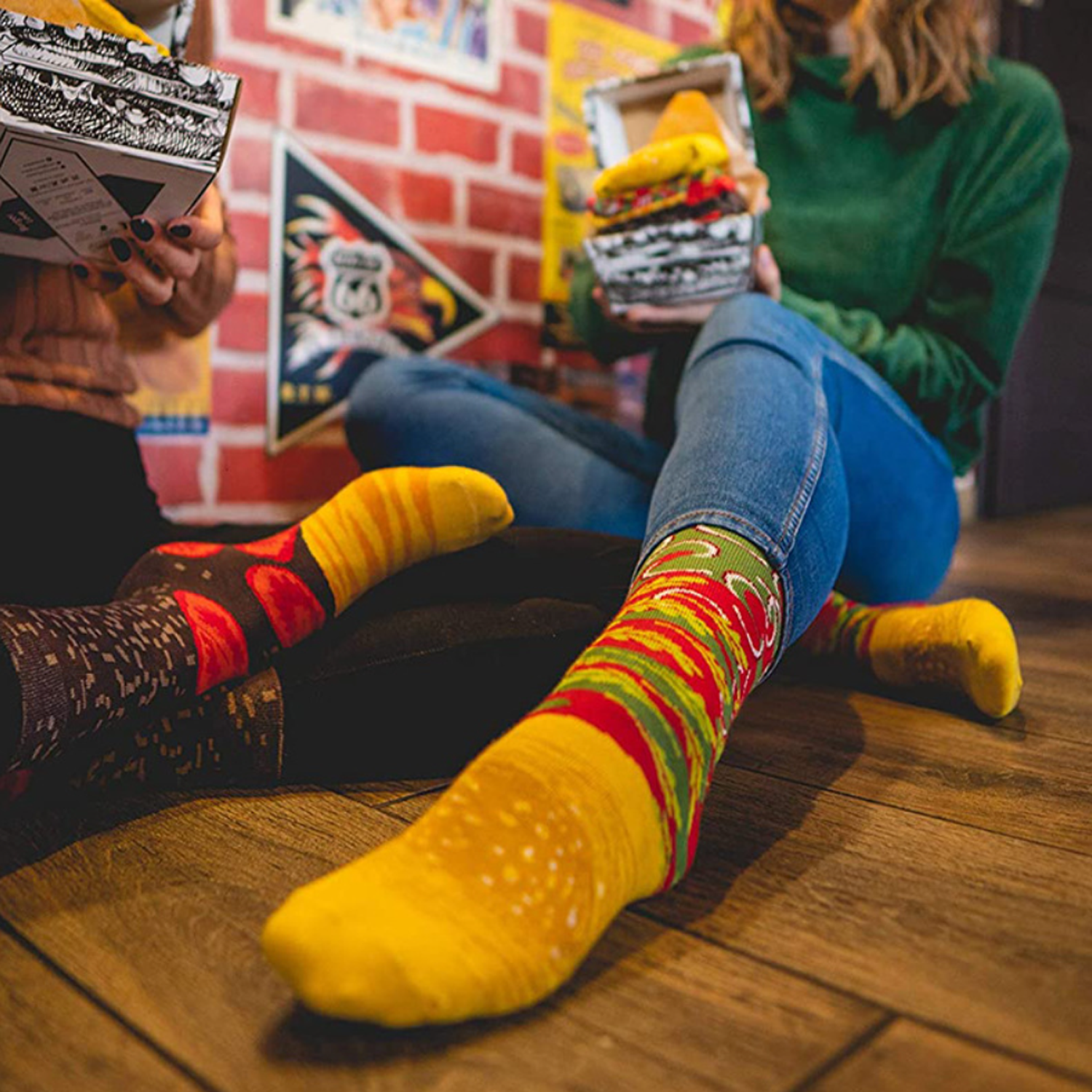 Customizable Set of 3 Pairs Hamburger Pattern Cozy Socks 3