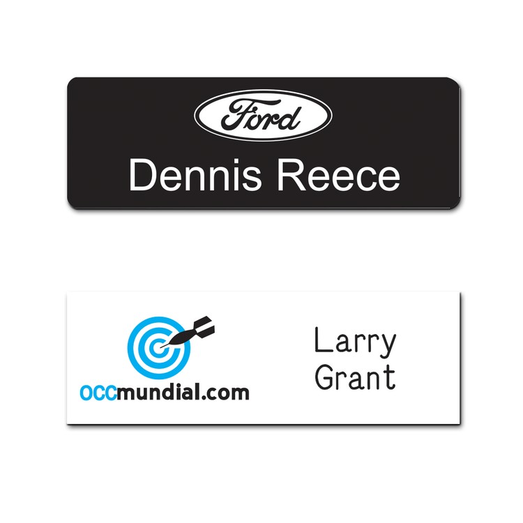 The Olympic UV Printed and engraved name badge on 2-ply  plastic up to 3 sq" 1