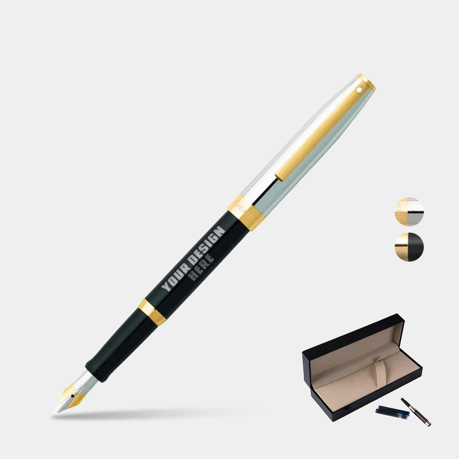 SHEAFFER® SAGARIS 9471 Gloss Black Gold Tone Trim Fountain Pen w/ Gift Box 2