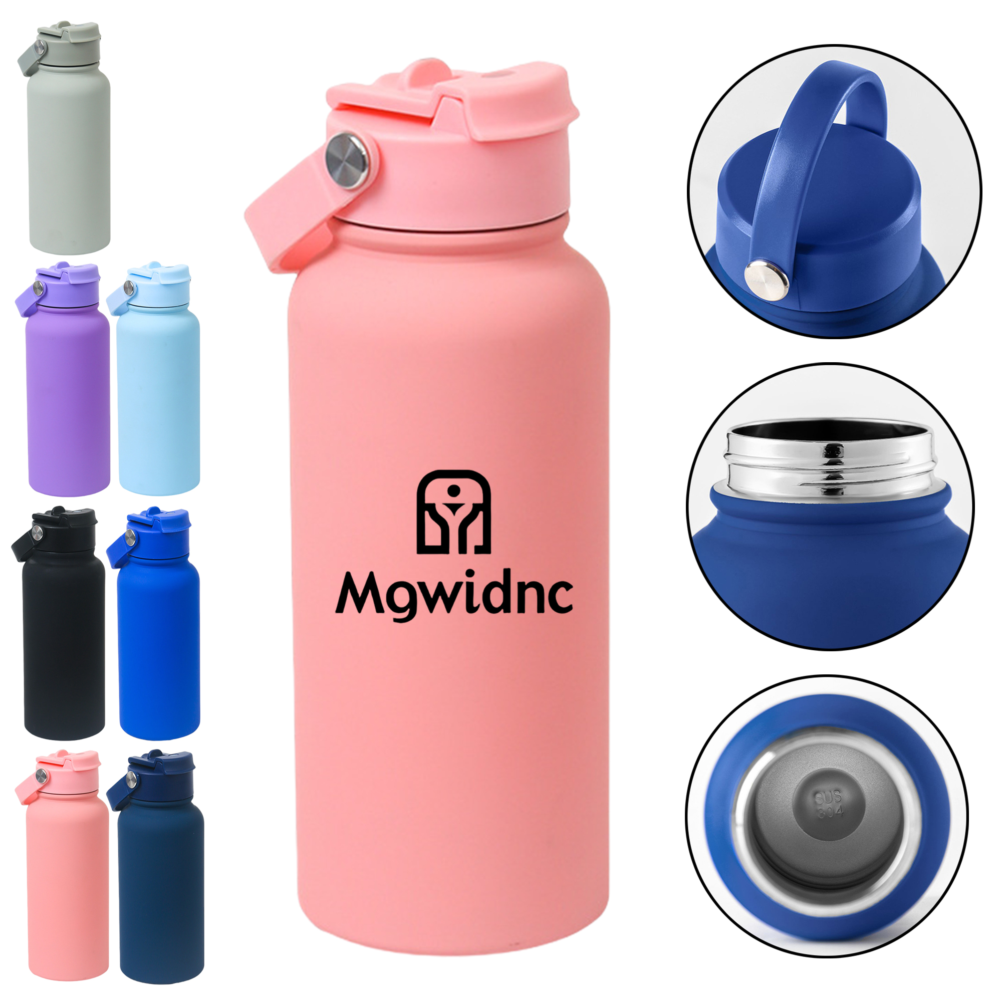 600ml Matte Morandi Silicone Base Space Bottle with Handle