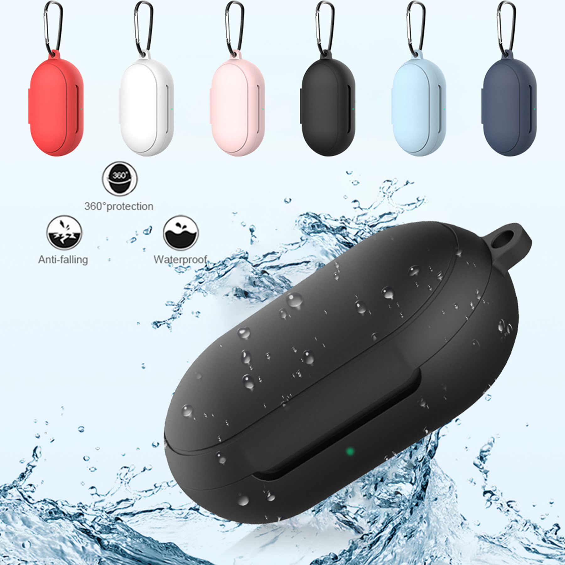 Silicone Earphone Storage Case With Carabiner 3