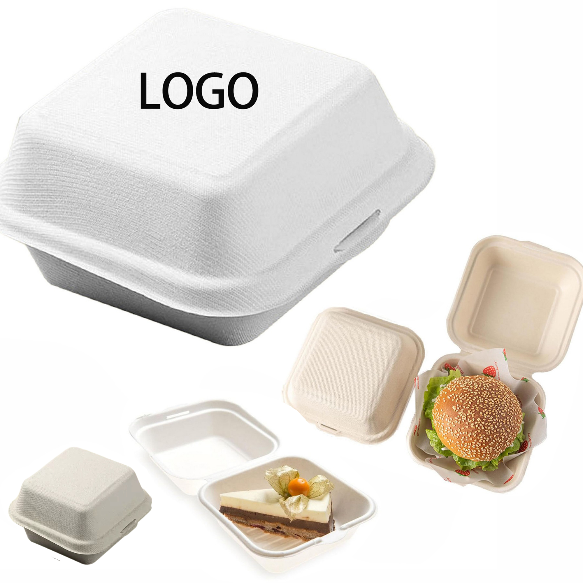 Eco-Friendly Biodegradable Burger Box With Lid MOQ 100pcs 3