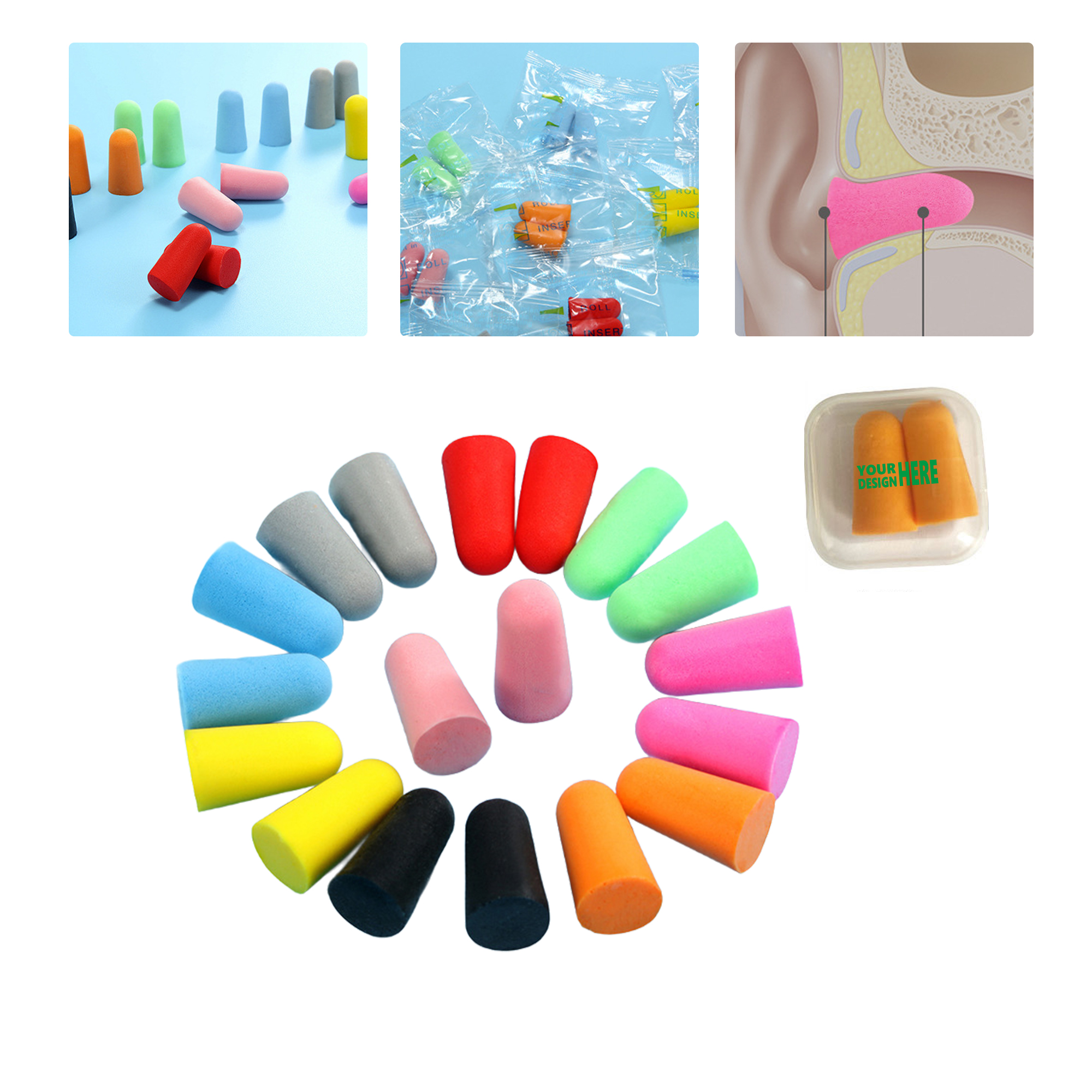 MOQ 50 Bullet Shape Foam Earplugs Noise Reduction for Travel Sleep 1