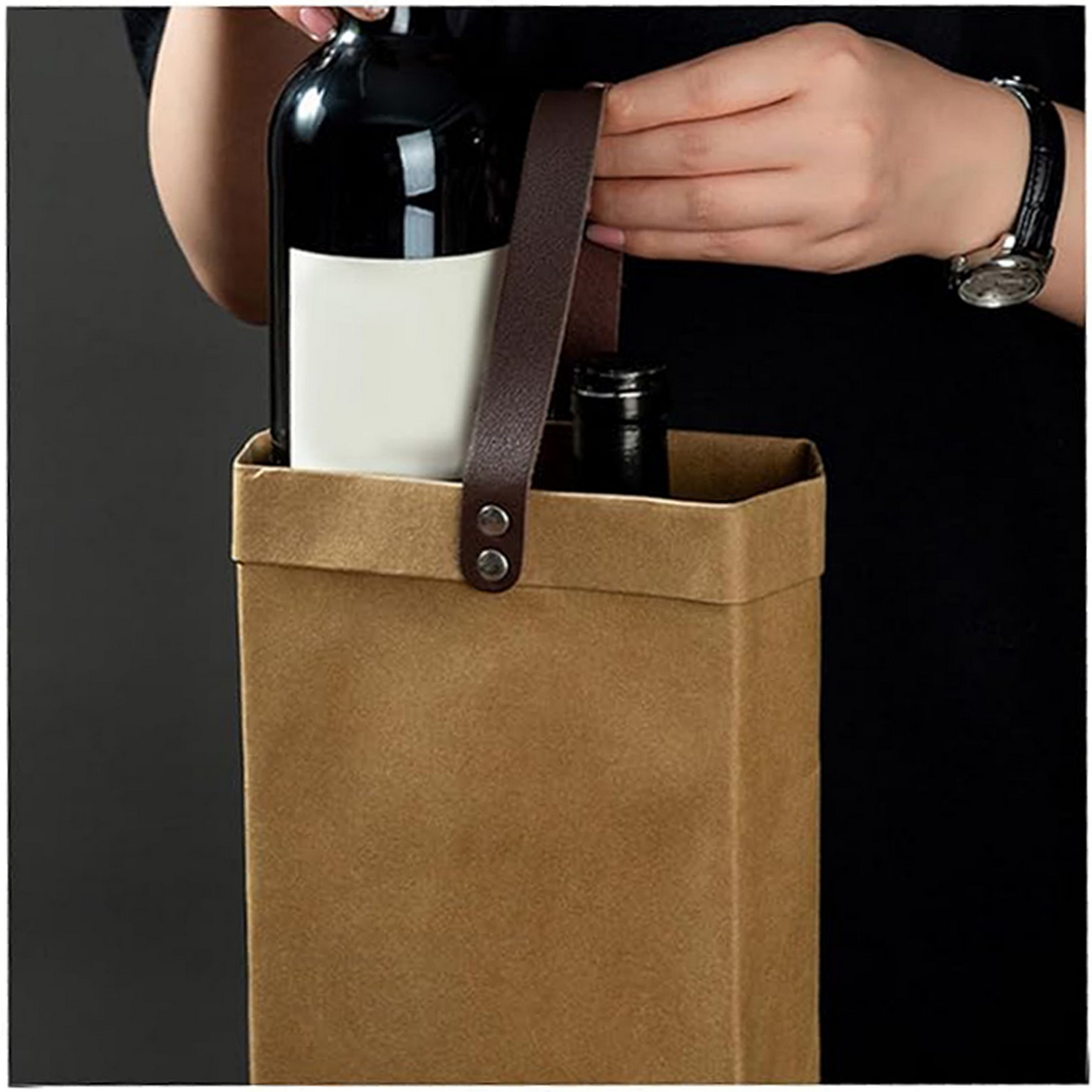 Kraft Paper Wine Tote Bag 2