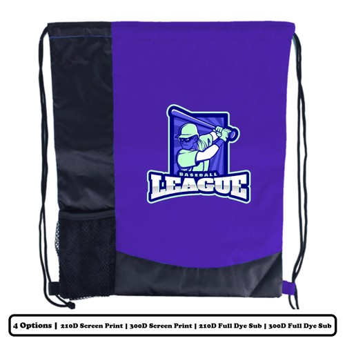 Solid Multi-Panel Polyester Drawstring Bag With Bottle Holder - Screen Print, Heat Press 2