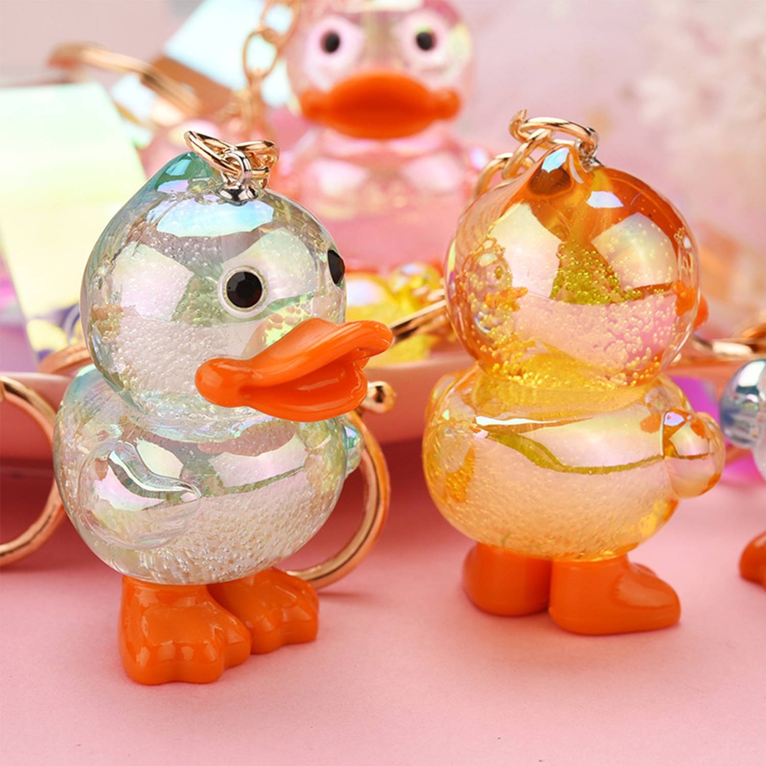 Cute and colorful acrylic duck keychain 5
