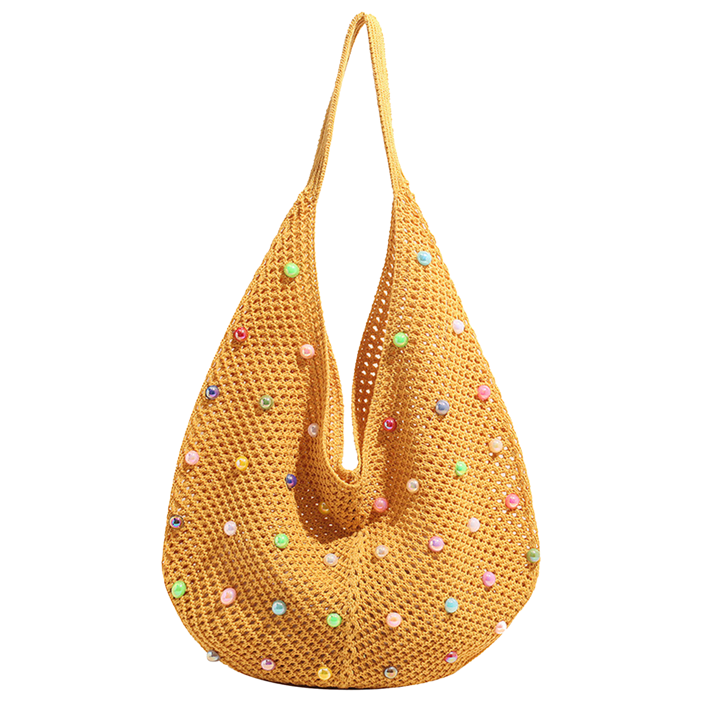 Knit Large Capacity Color Hollowed Out Beach Bag 4