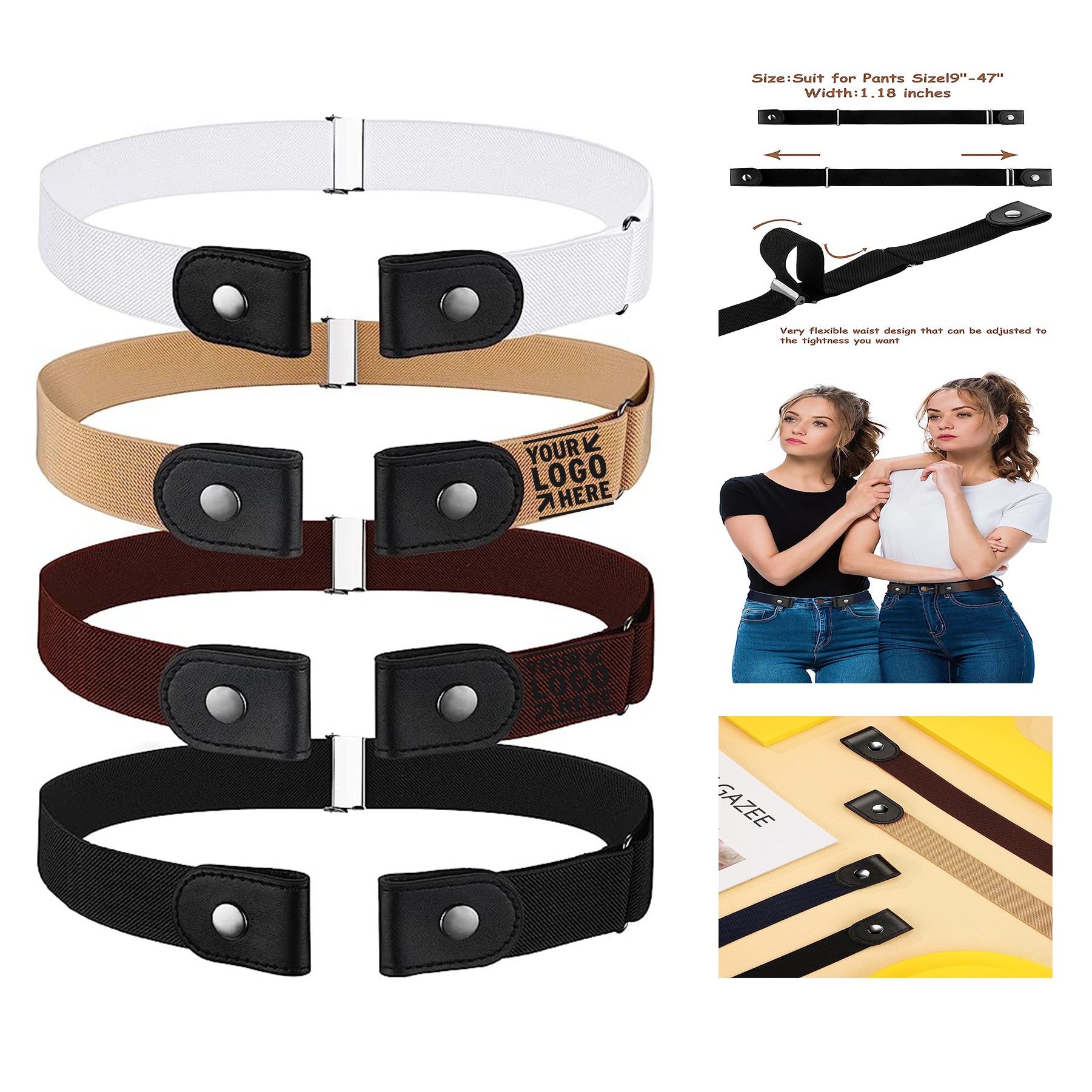 No Buckle Stretch Belt Adjustable Unisex Belt 3