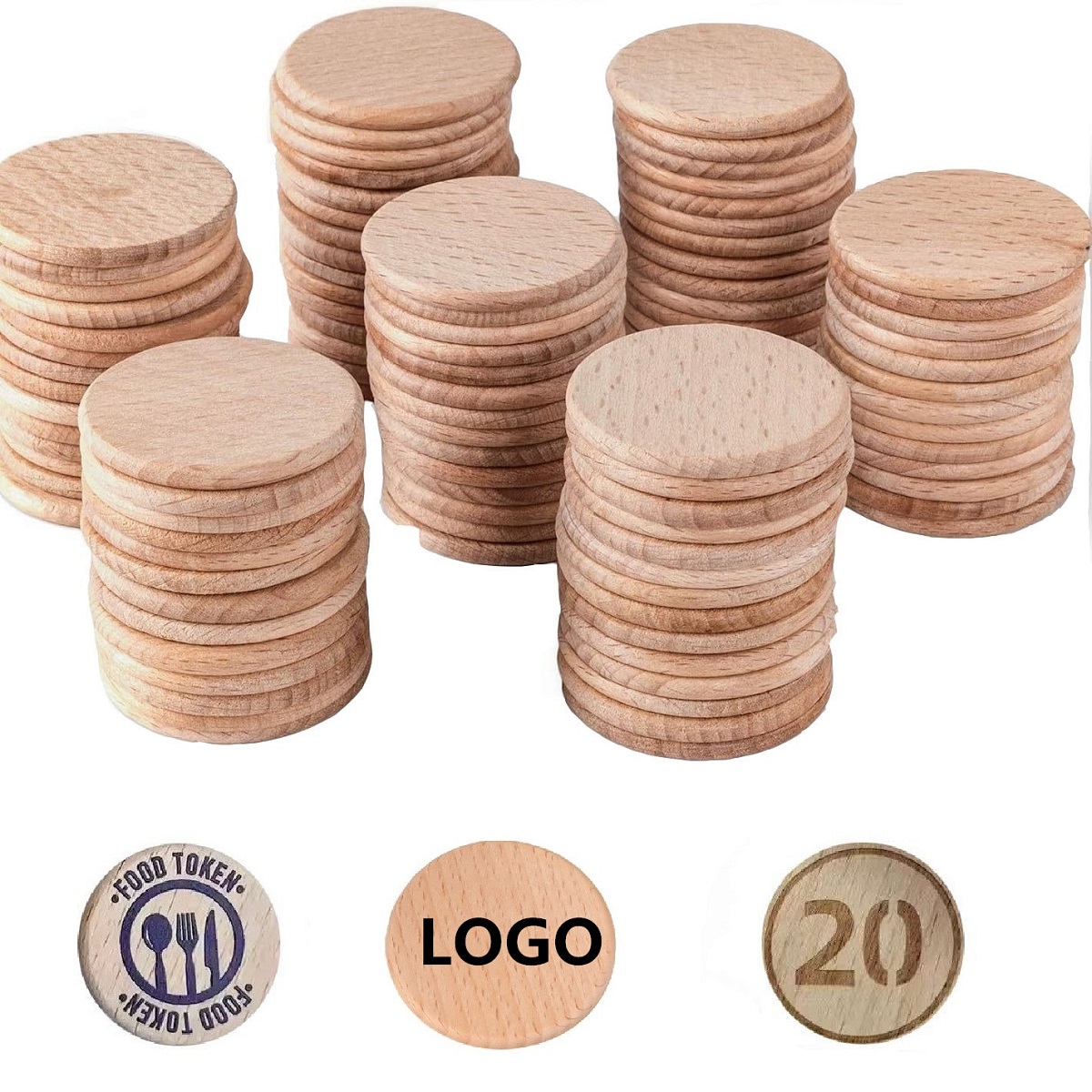 Wooden Poker Chips – 1.5" Diameter Game Tokens 2