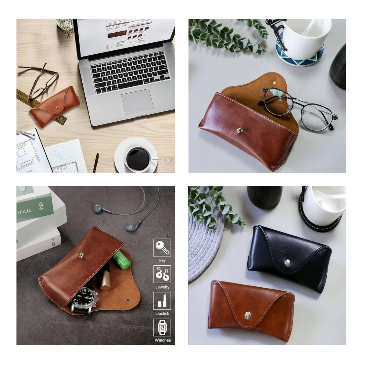 PU Leather Portable Durable Soft Slim Semi Hard Glasses Case 6