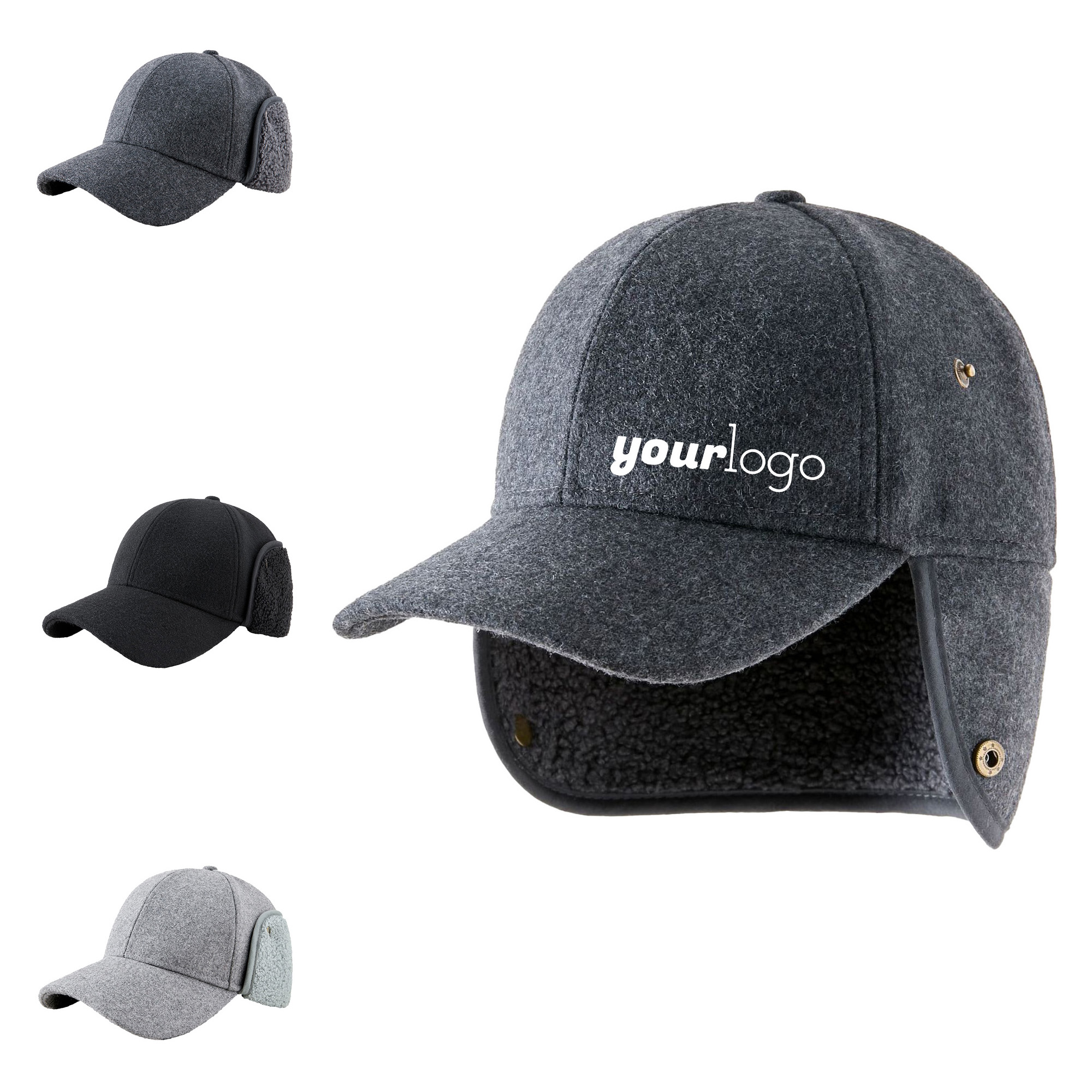 Windproof Wool Blend Earflap Baseball Cap for Cold Weather 5