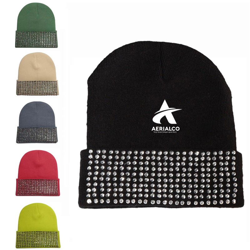 Shiny Bling Rhinestone Beanie Cap for Women 2