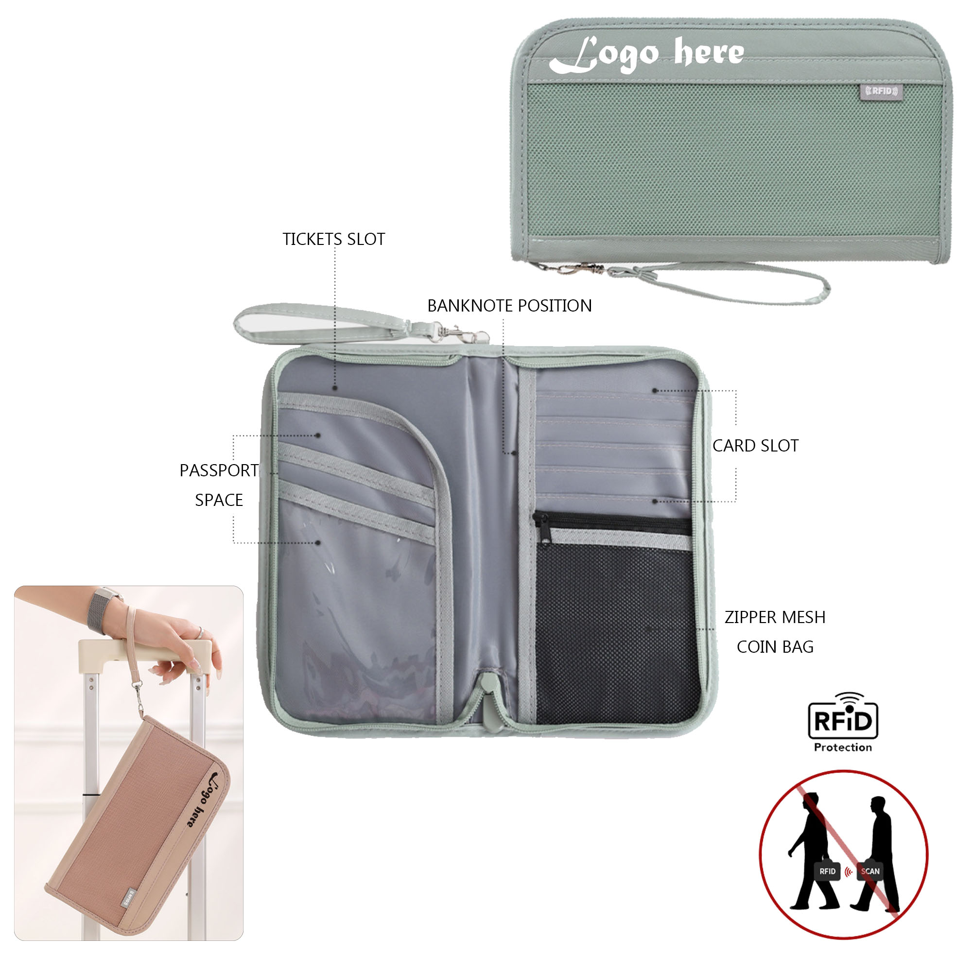 MOQ50 Travel Anti-theft Credit Card Wallet 3