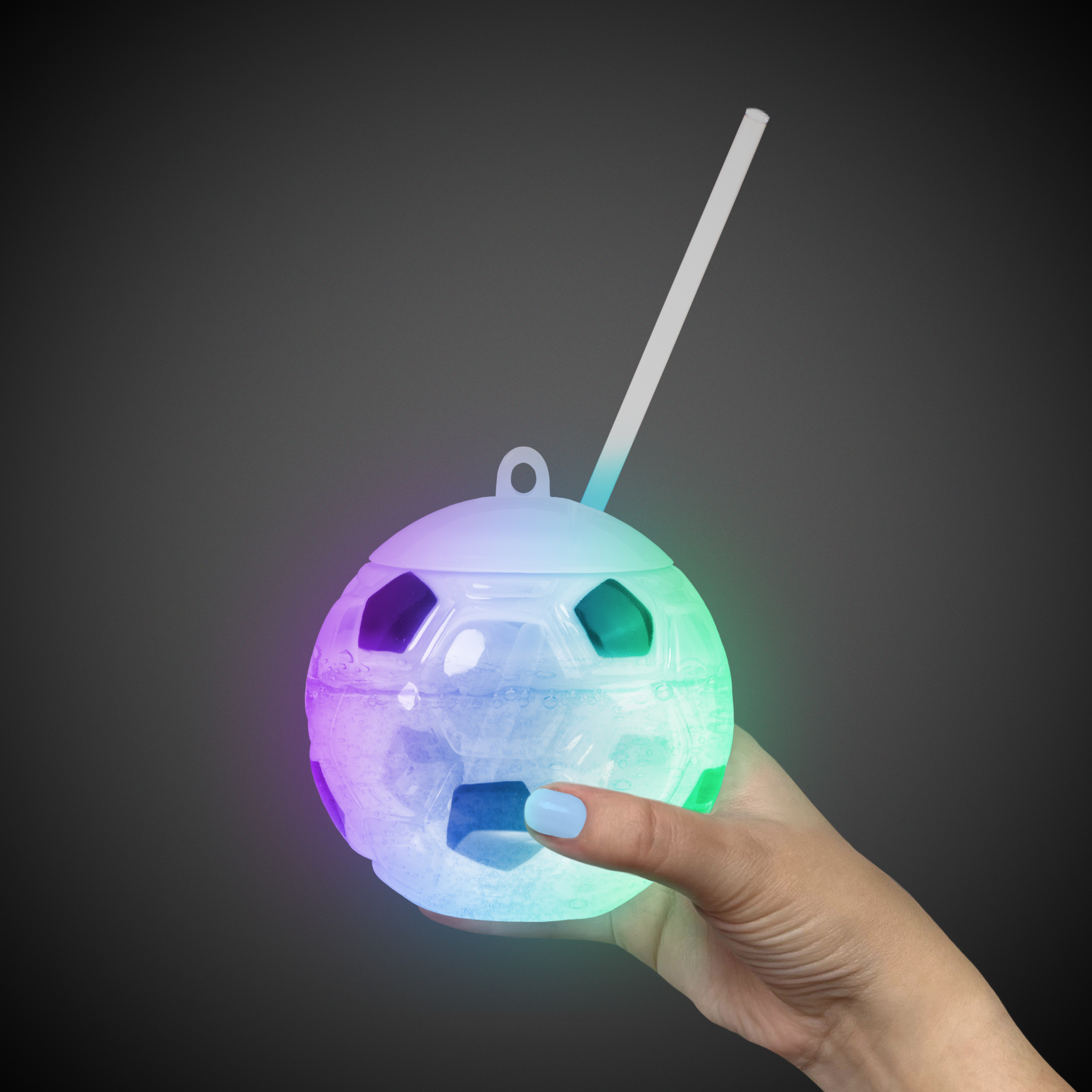 Soccer Ball Light Up Cup with Lid and Straw 3