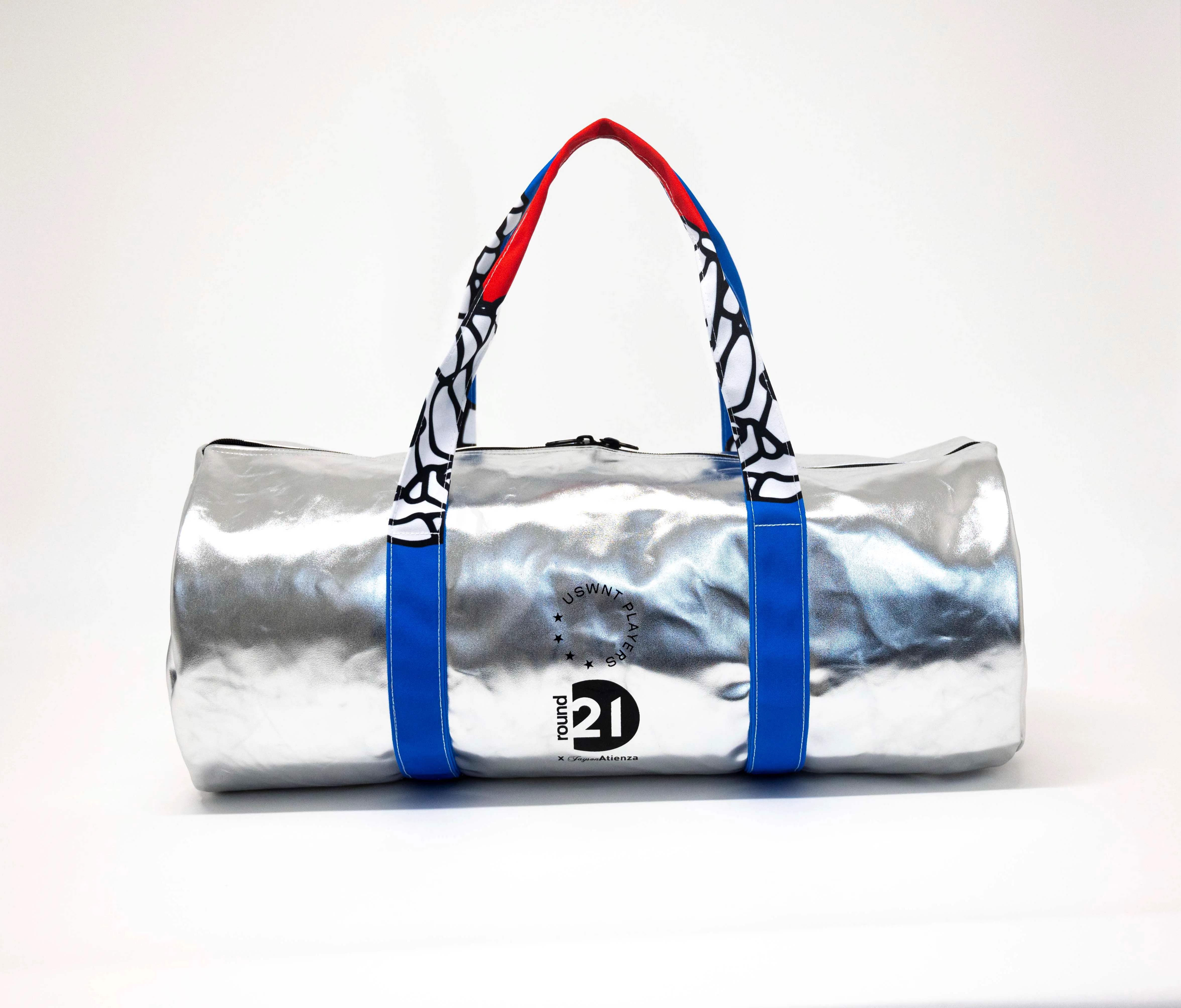 Custom Round Metallic Silver Duffle Bag 6