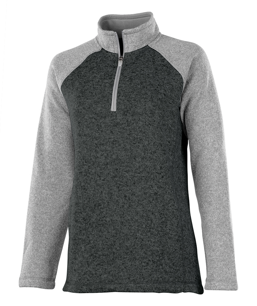 Women's Quarter Zip Color Blocked Heathered Fleece