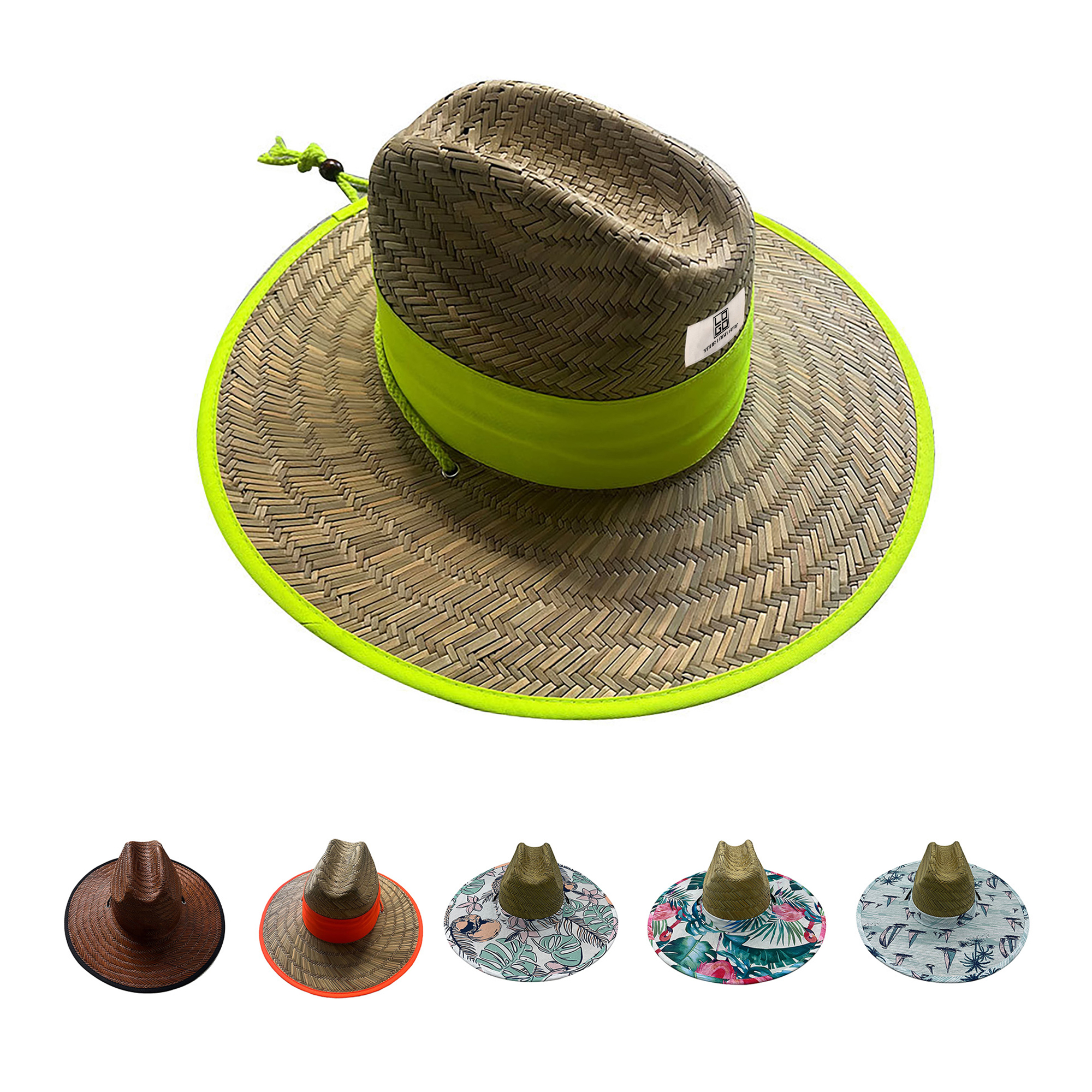 Hand-knitted patch straw hat 2