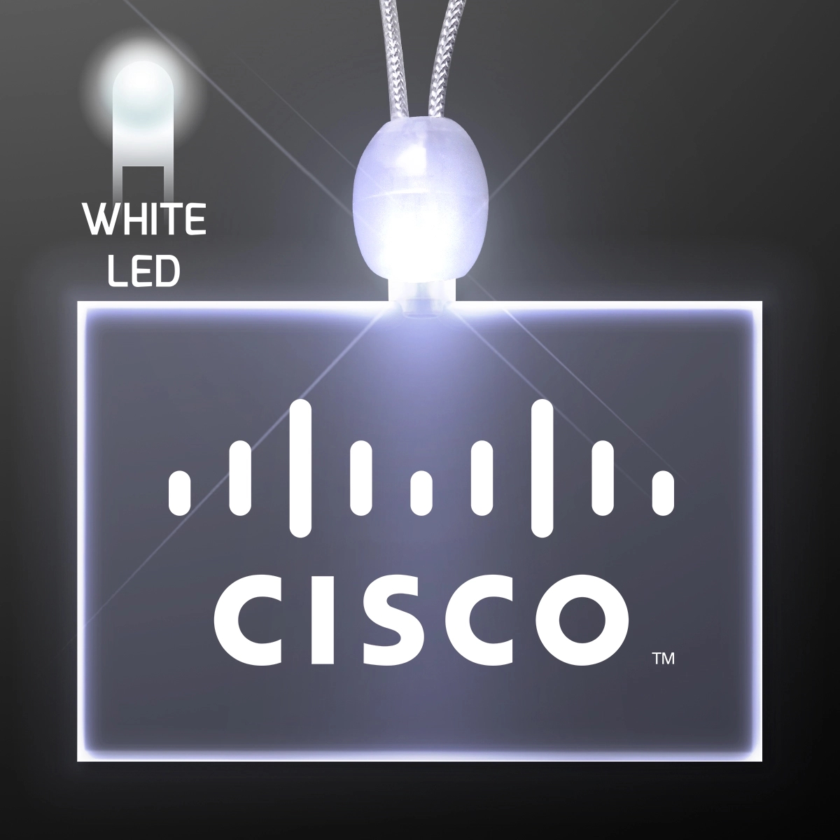 Light-up promotional acrylic rectangle necklaces with LED 8