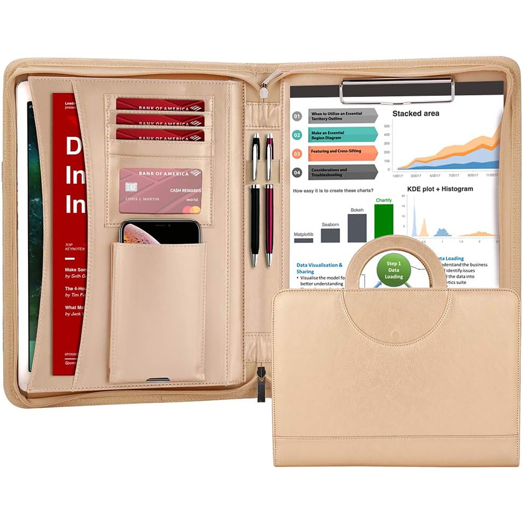 Zippered Leather Padfolio Portfolio 3