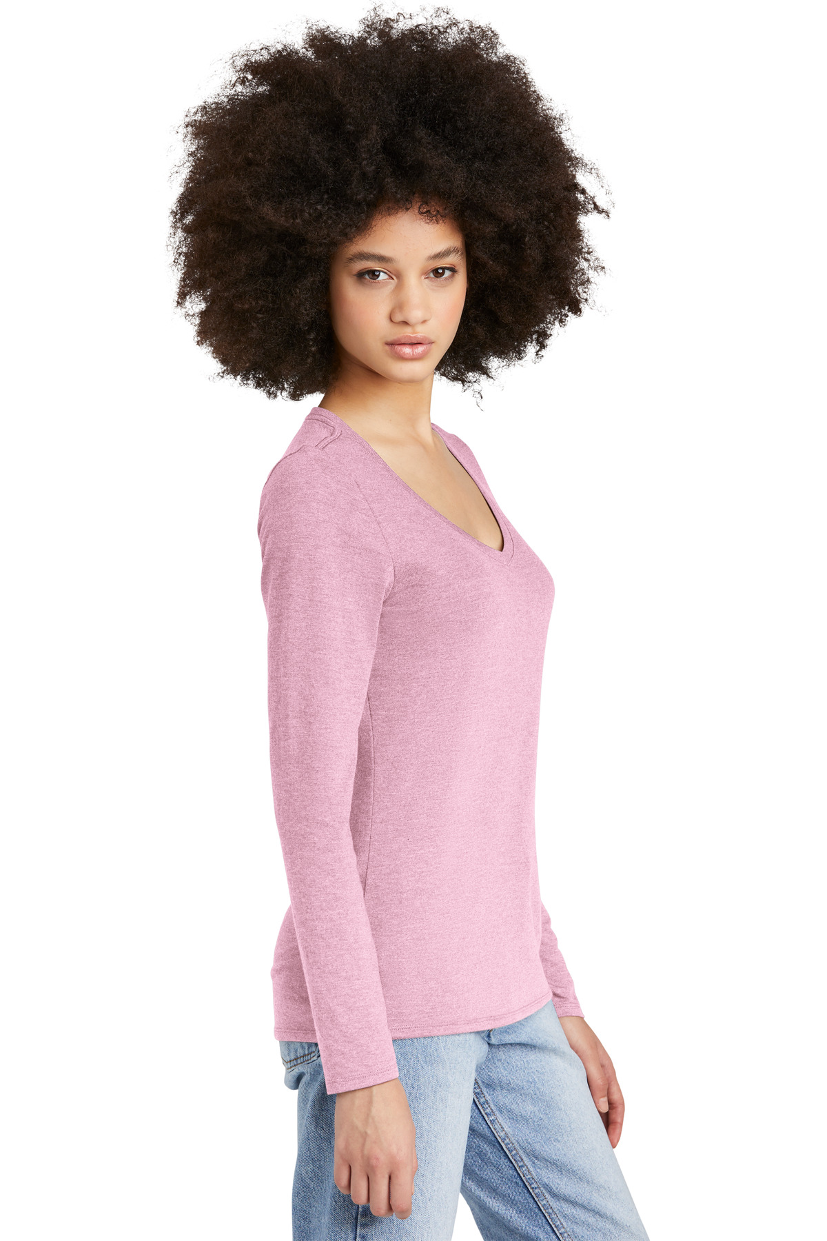 District Women's Perfect Tri Long Sleeve V-Neck Tee DT135 112