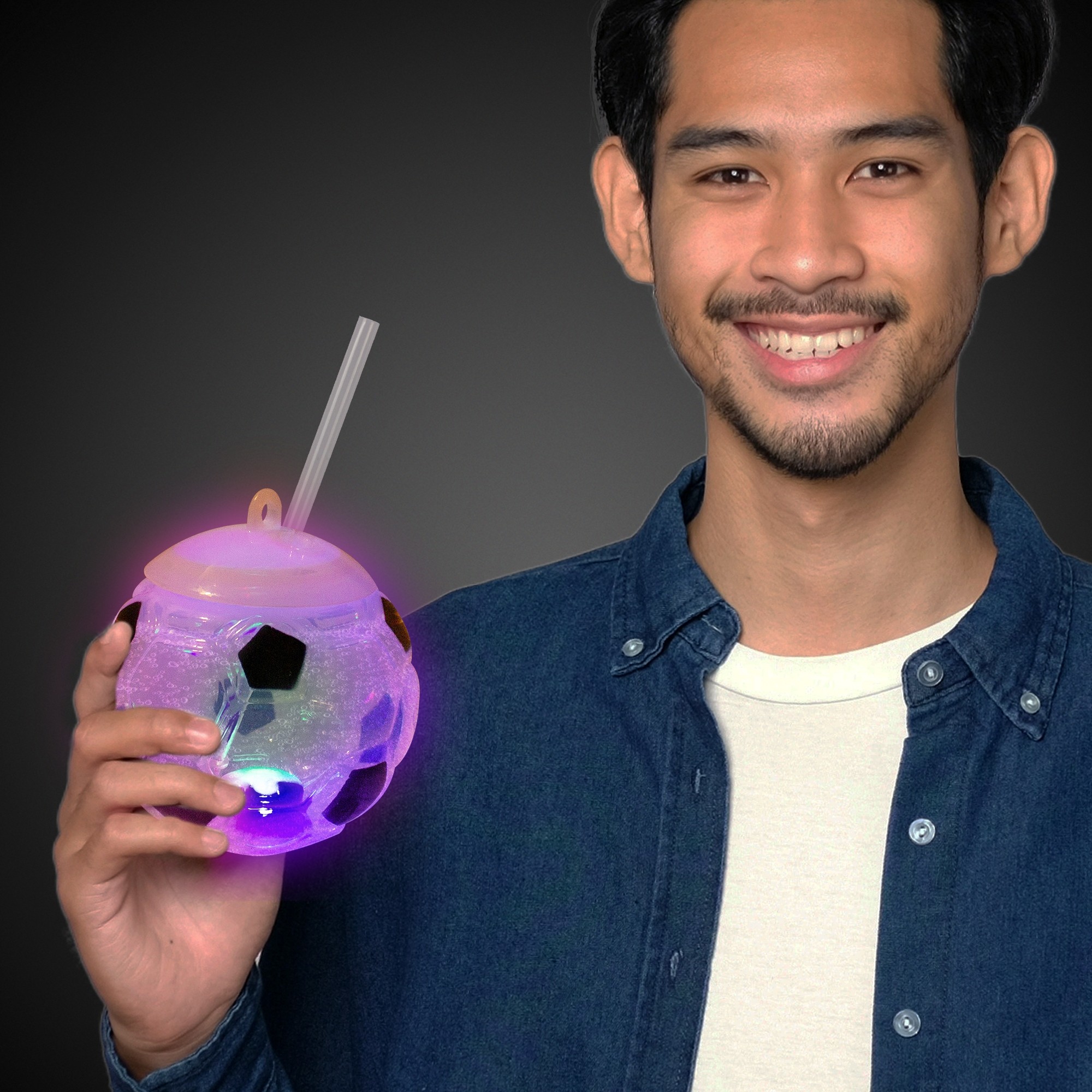 Soccer Ball Light Up Cup with Lid and Straw 7