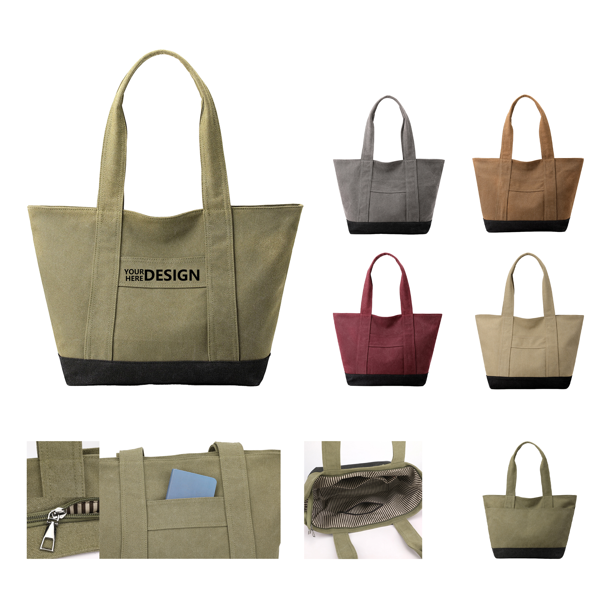 Contrast-Colored 16oz Canvas Handbag 2