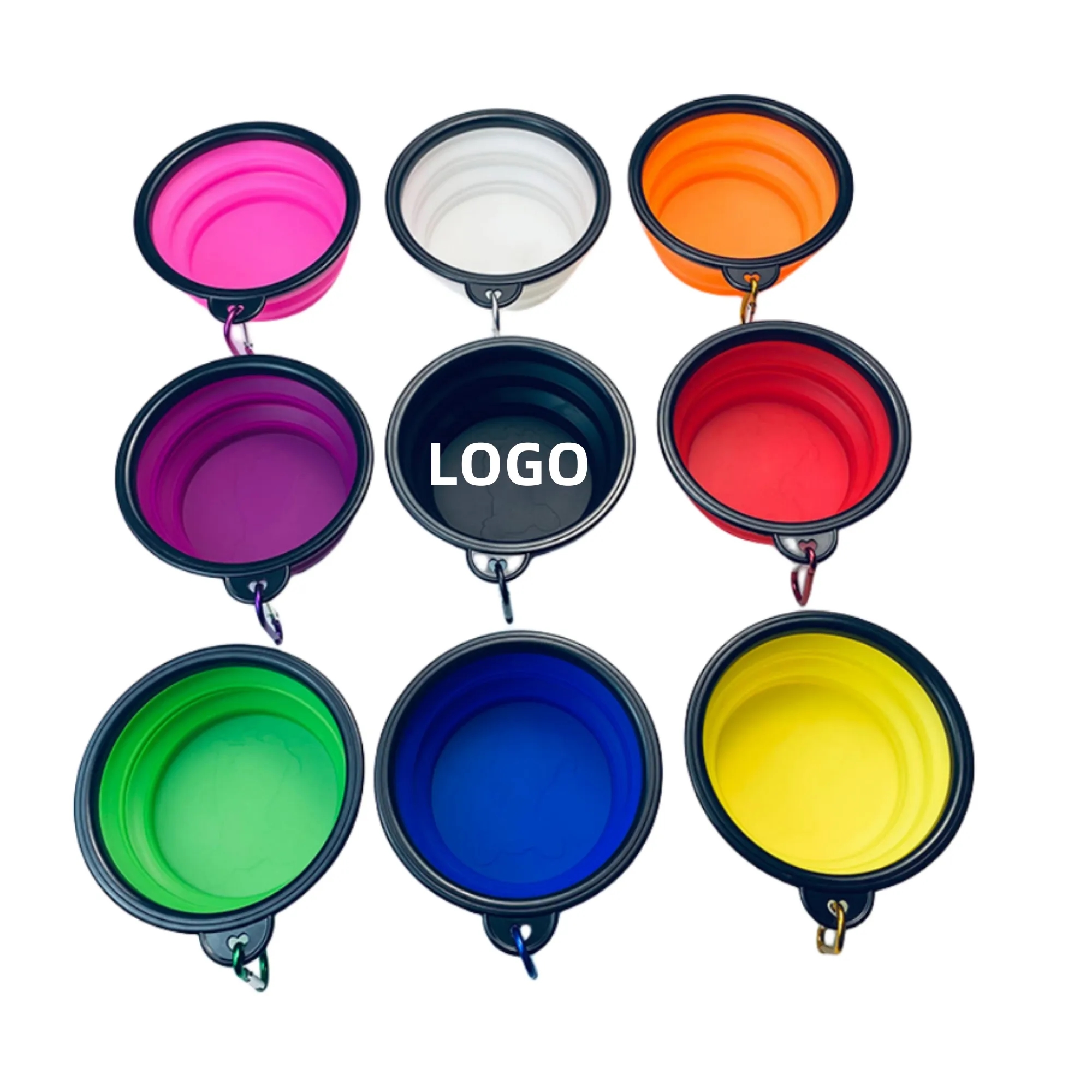 Custom Collapsible Pet Bowl With Carabiner 1