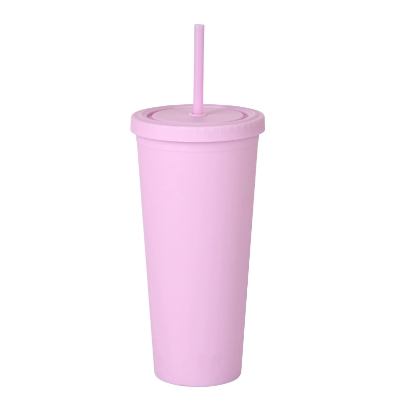 24oz Frosted Plastic Tumbler with Lid And Straw 11