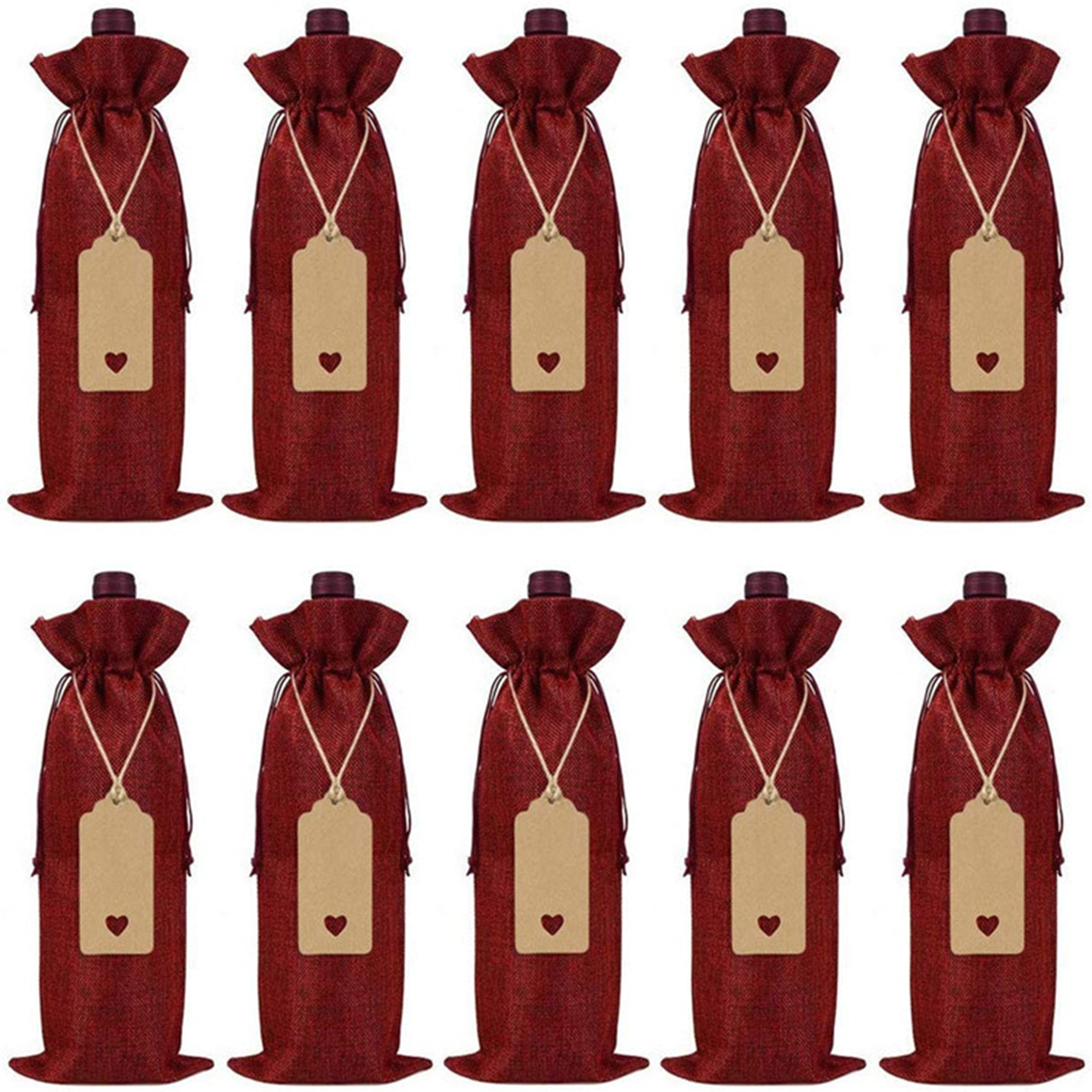 Burlap Fabric Wine Gift Bags 3