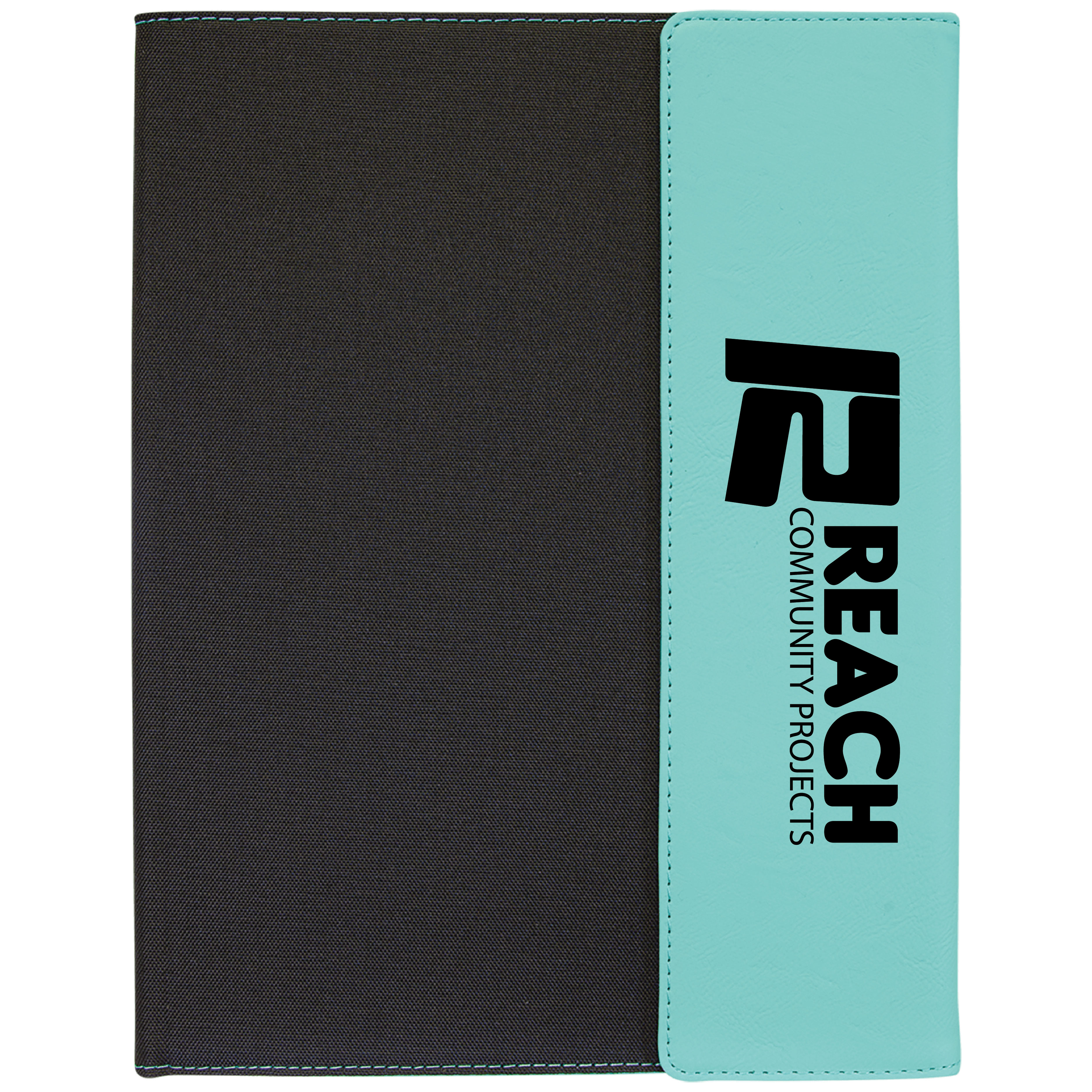 9" x 12" Teal Leatherette & Black Canvas Portfolio