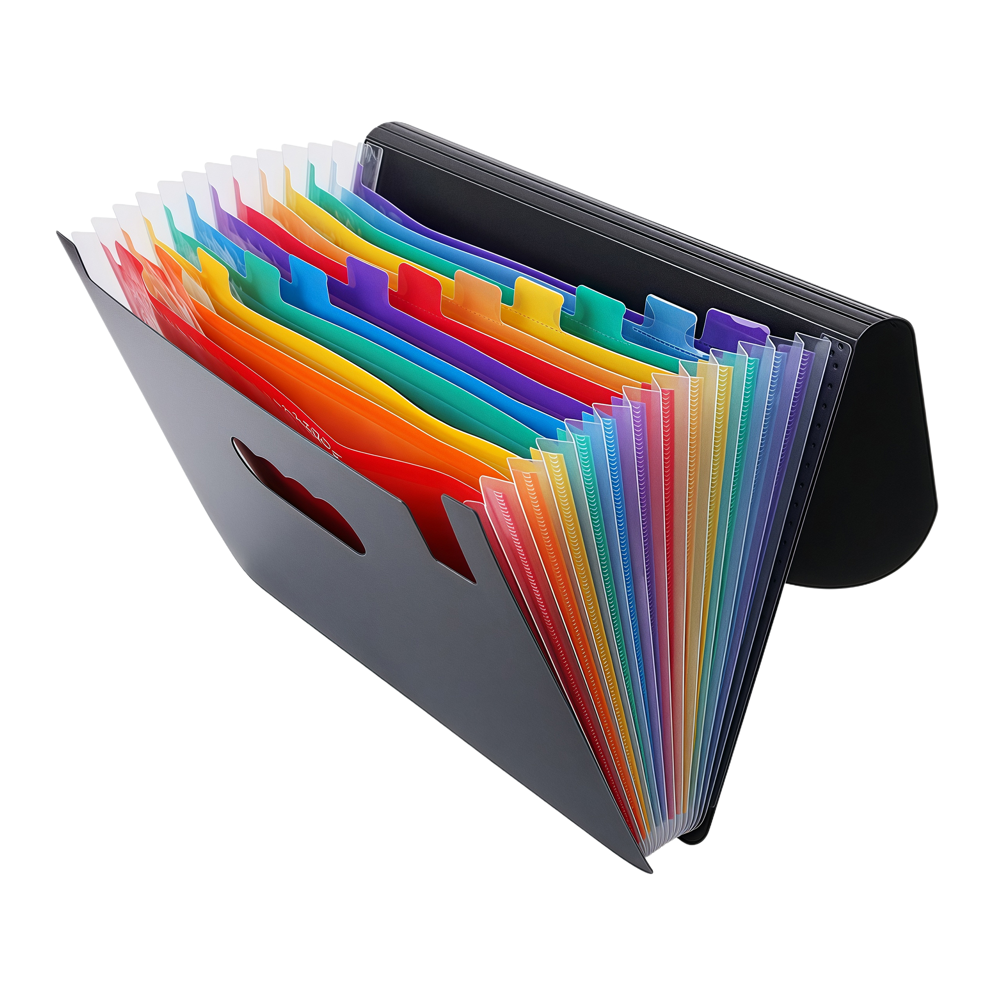 Portable A4 Rainbow 12-Pocket Accordion File Folder with Round Lid for Student Papers 3