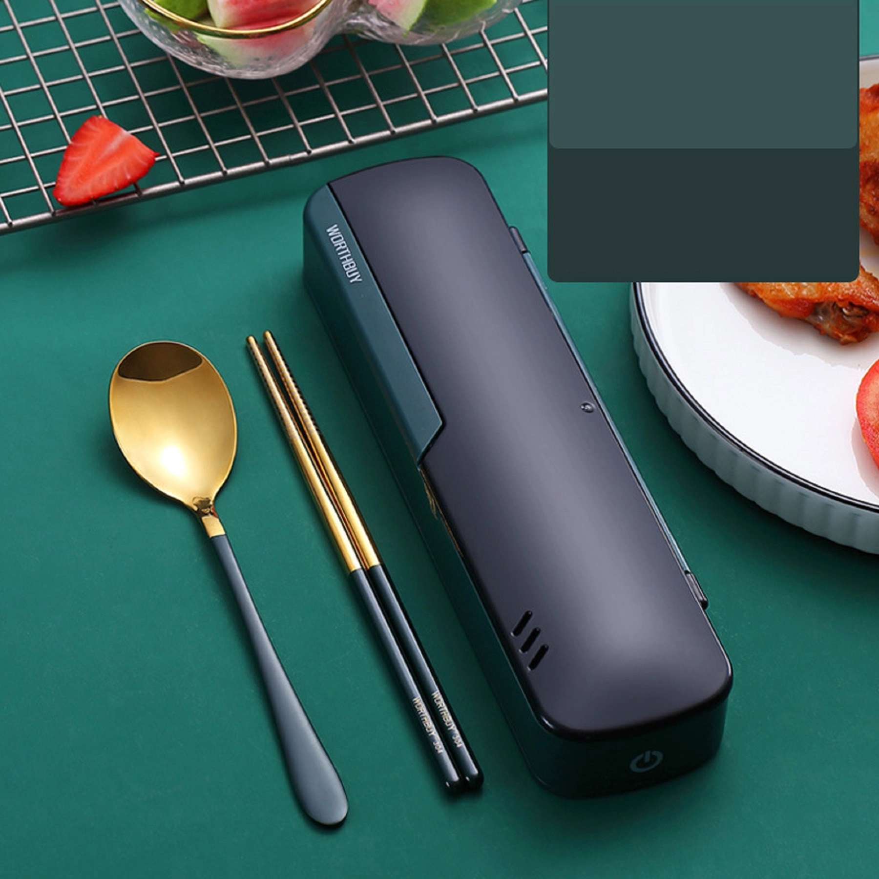 Disinfection Tableware Storage Box with Spoon and Chopsticks, promotional household item with logo imprint 8