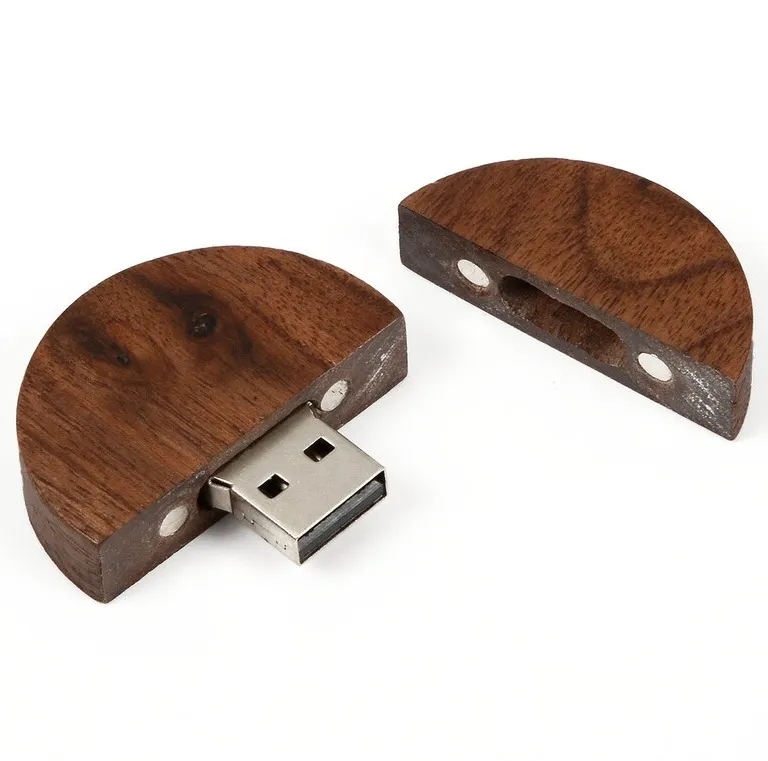 Round Wooden USB with Gift Box 6