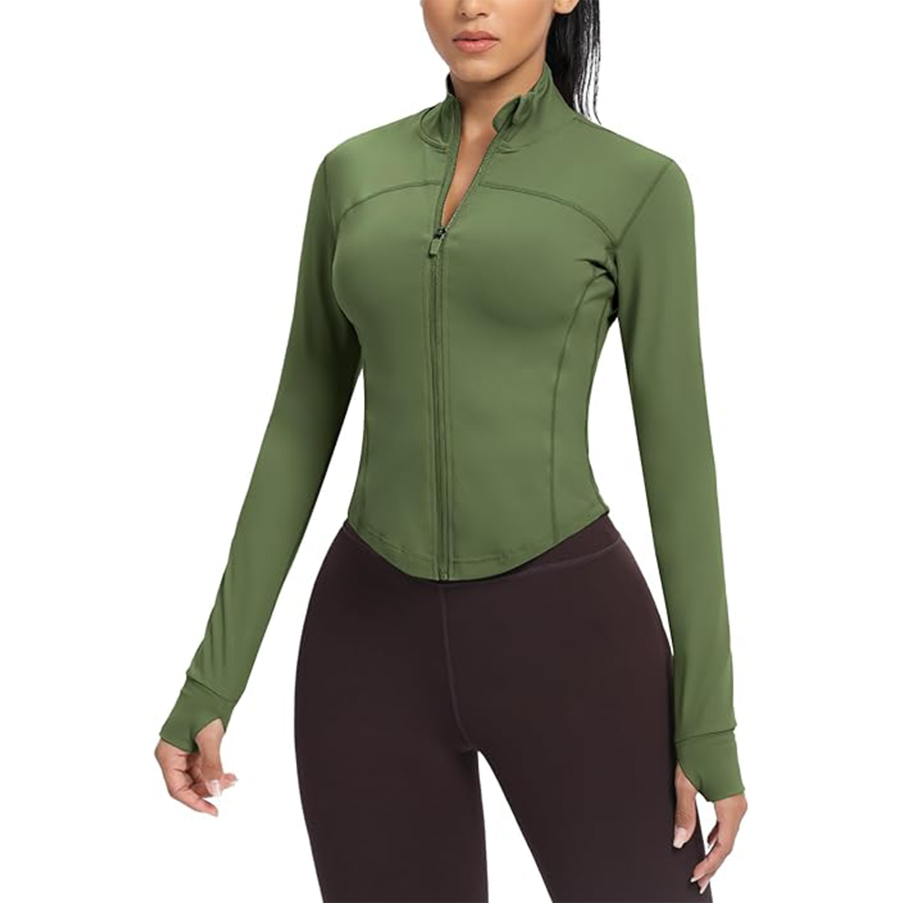 Women Cropped Running Workout Zip Jacket 4