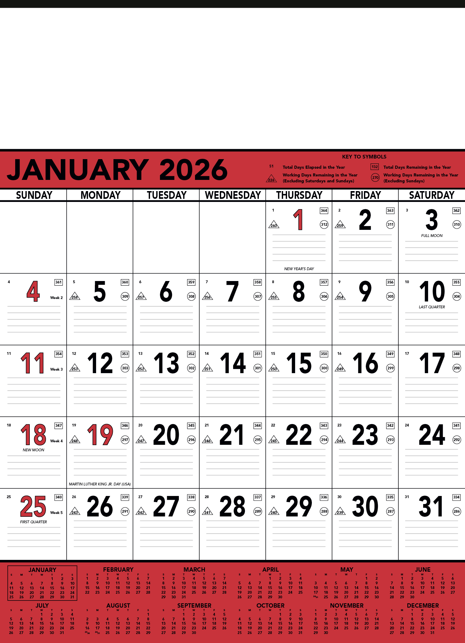 Triumph® Calendars Red & Black Contractor Memo Calendar