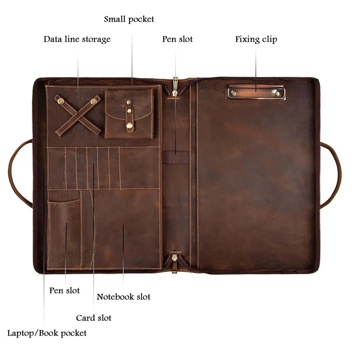Personalised Leather Portfolio with Handle 6